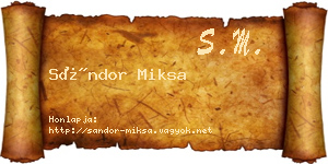 Sándor Miksa névjegykártya